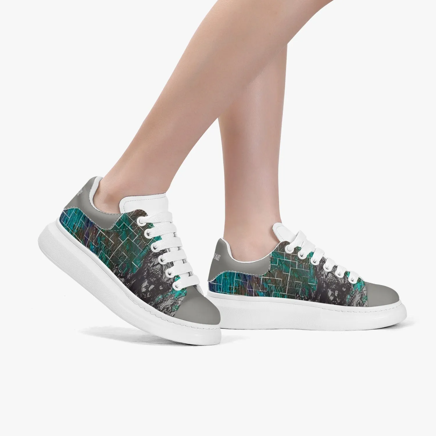 Lifestyle Low-Top Leather Sneakers Green tiled