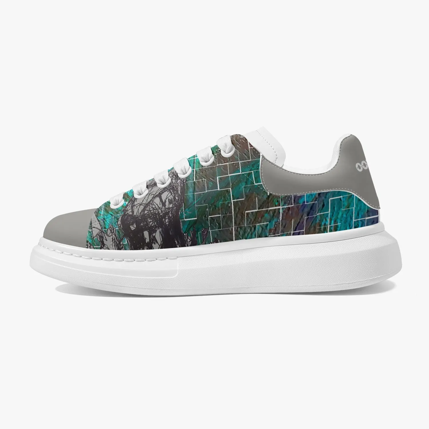 Lifestyle Low-Top Leather Sneakers Green tiled