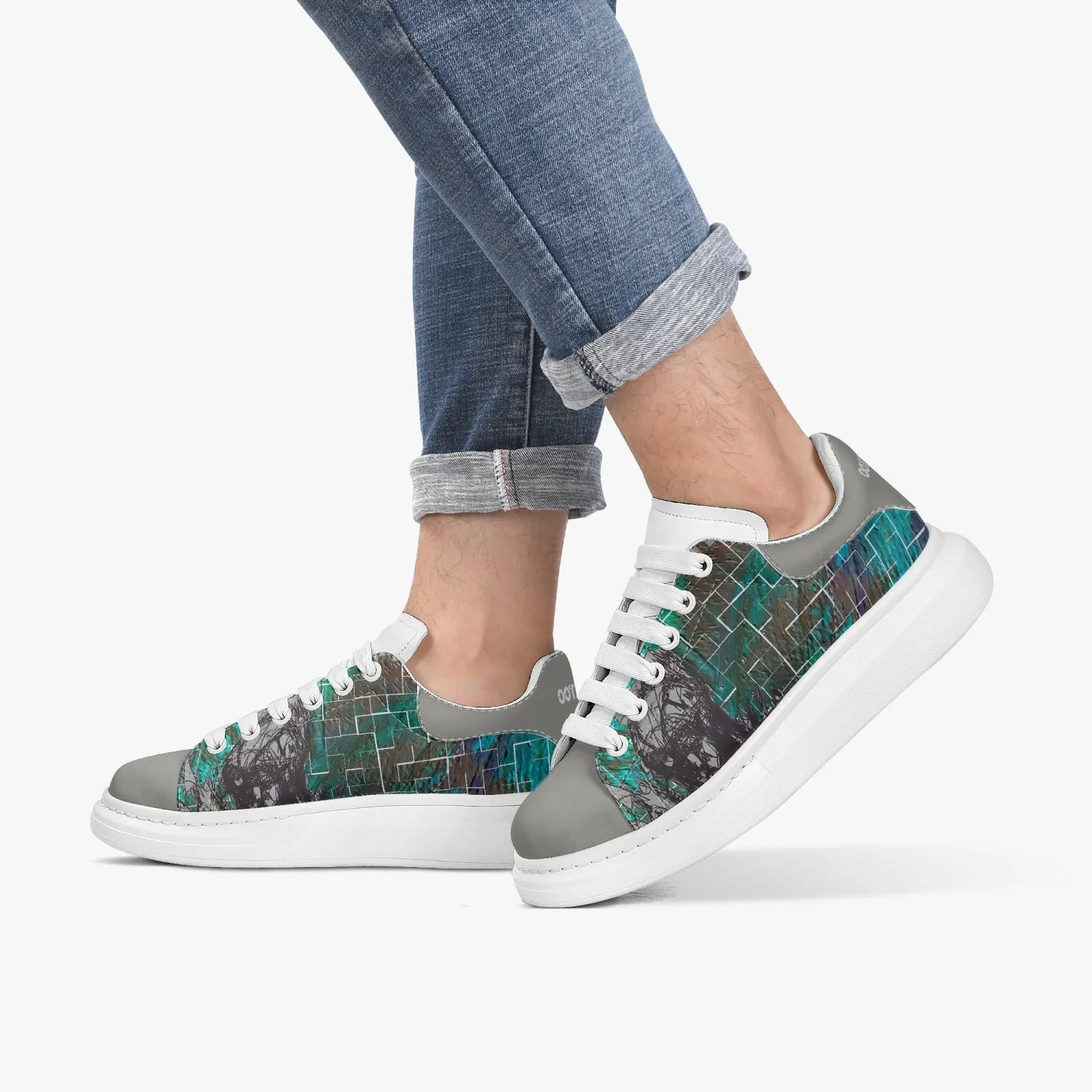 Lifestyle Low-Top Leather Sneakers Green tiled