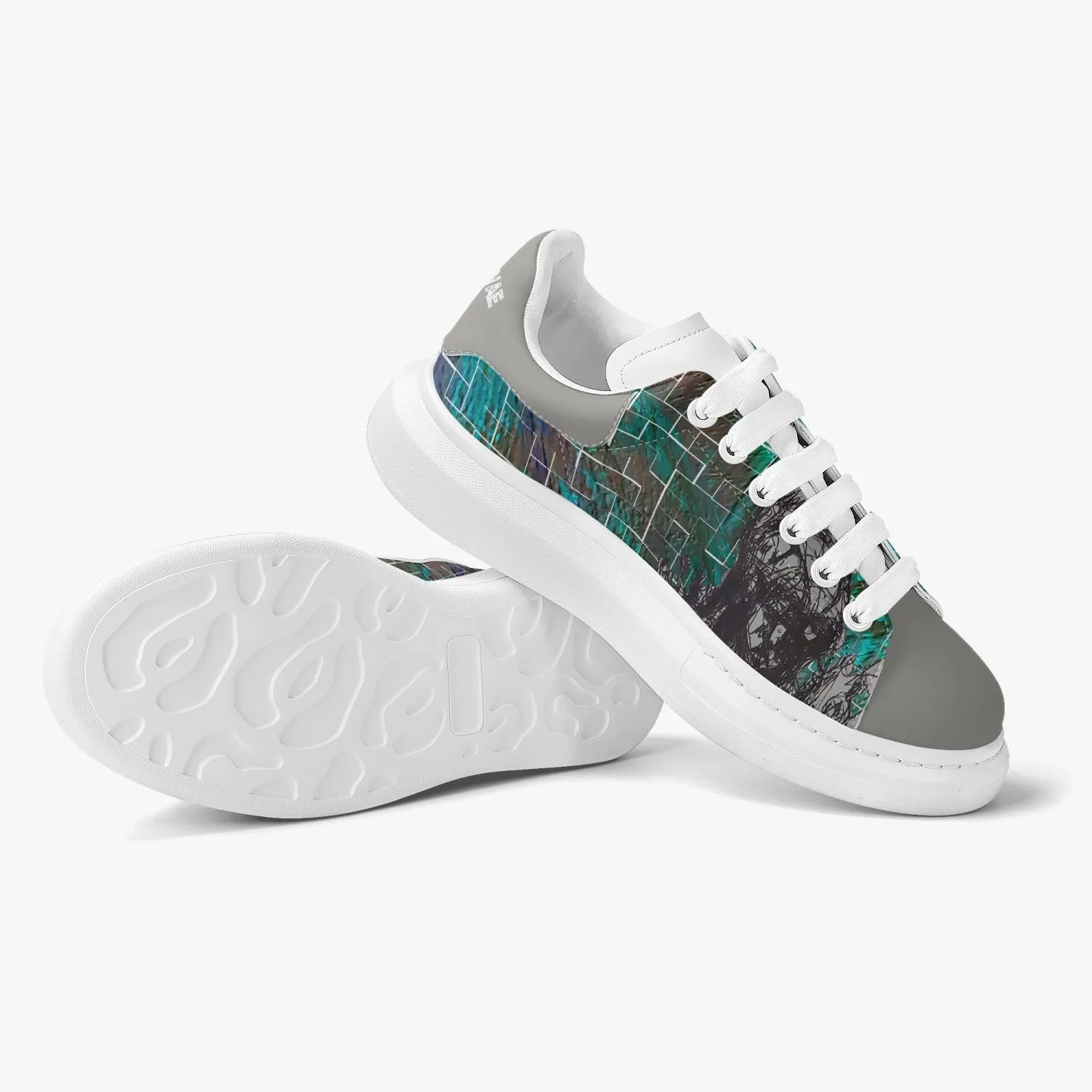 Lifestyle Low-Top Leather Sneakers Green tiled