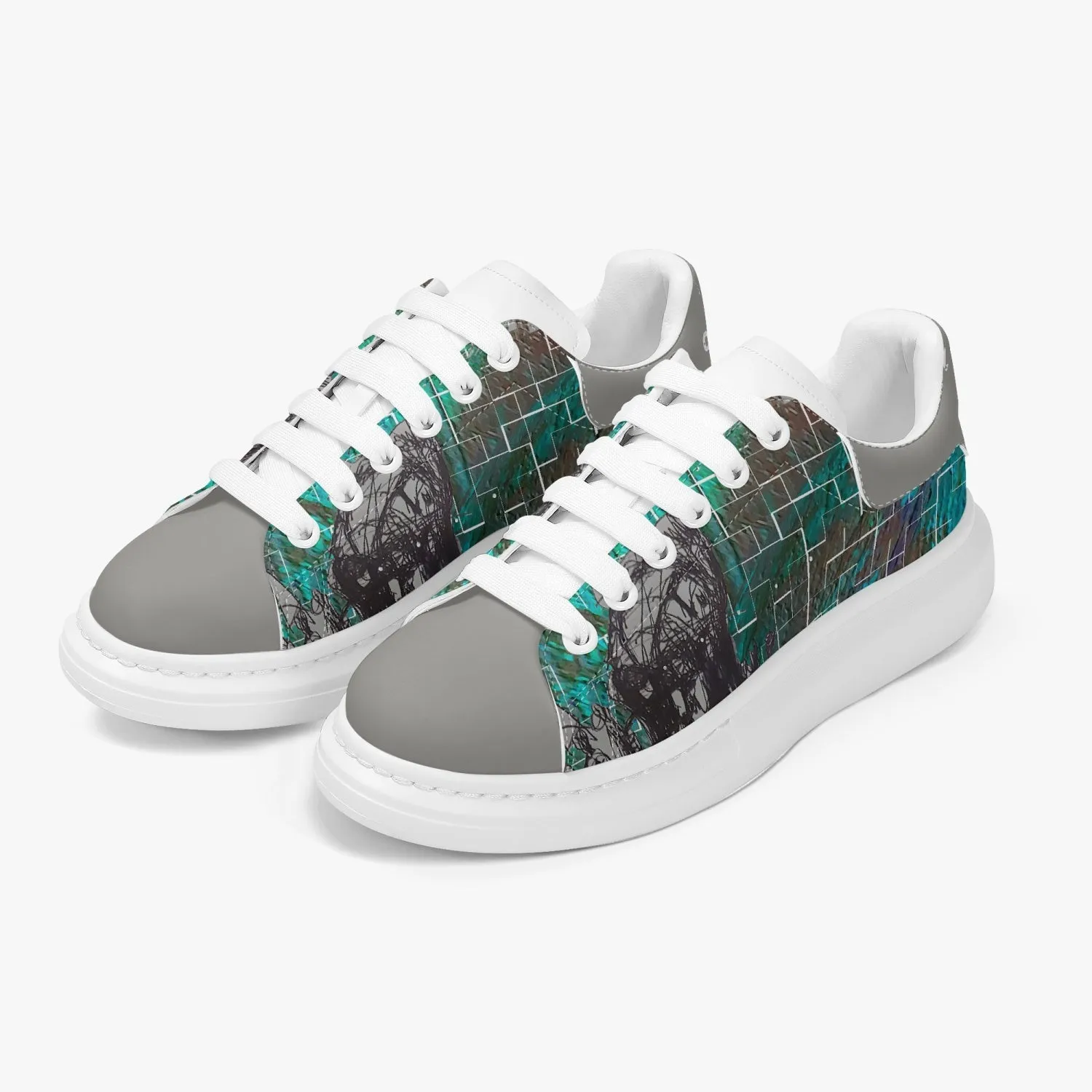 Lifestyle Low-Top Leather Sneakers Green tiled