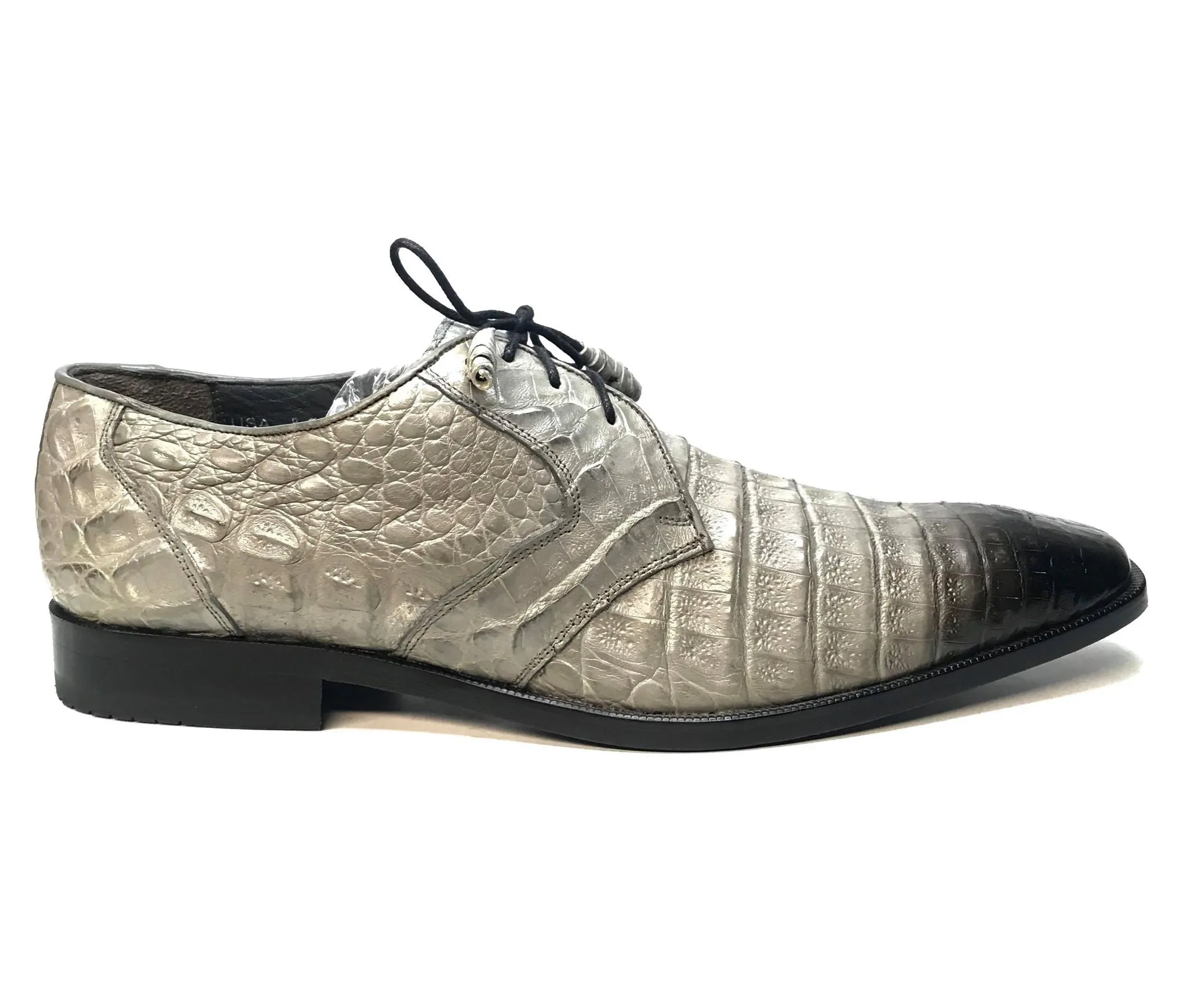 Los Altos Gray All-Over Crocodile Lace Up Dress Shoes