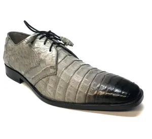 Los Altos Gray All-Over Crocodile Lace Up Dress Shoes