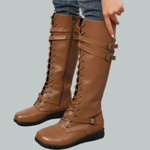 LovelyRLovely Women's Lace-up High Tube Knight Boots