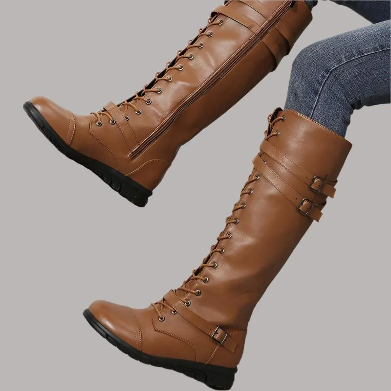 LovelyRLovely Women's Lace-up High Tube Knight Boots