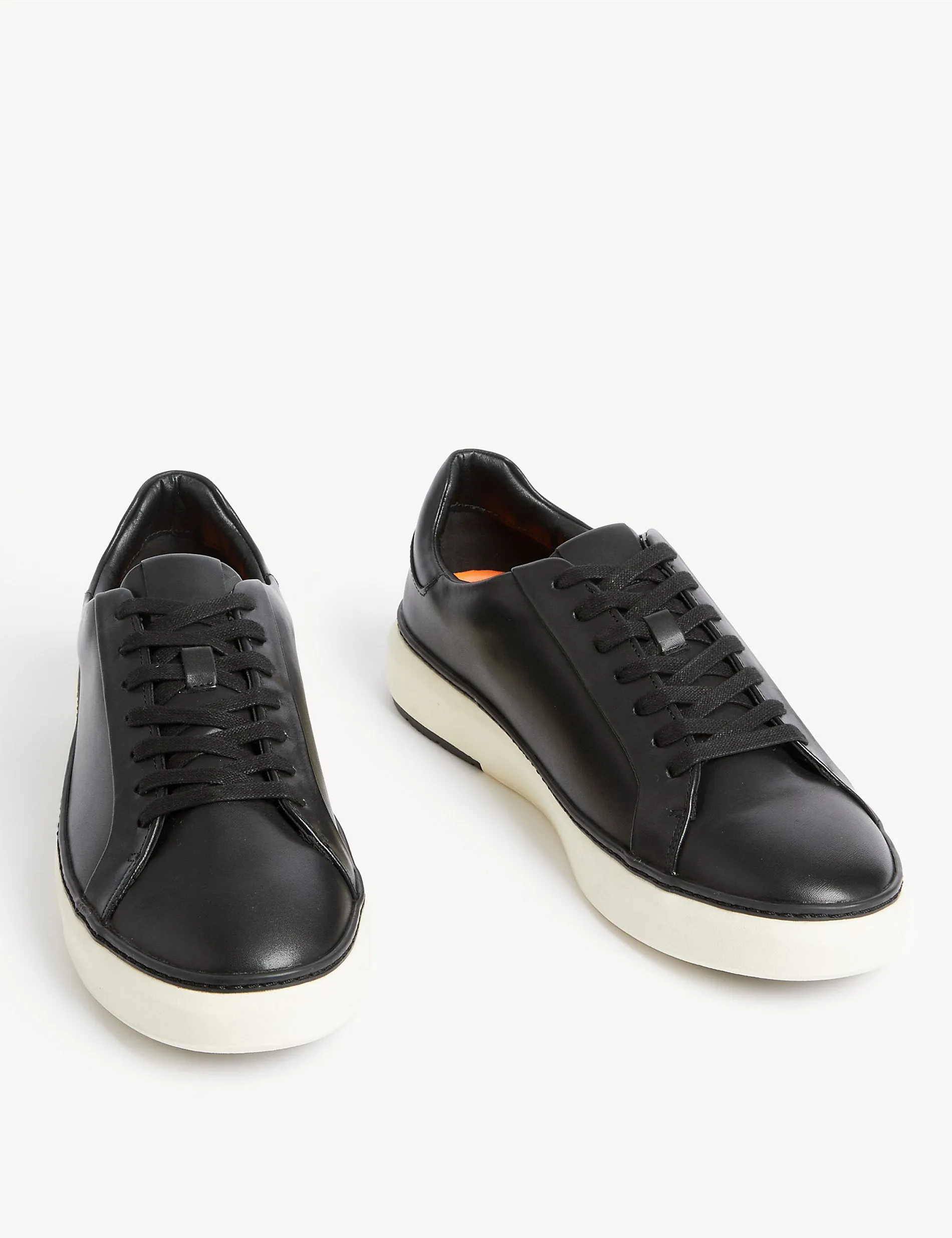 Marks & Spencer Airflex Leather Lace-Up Sneakers, Black