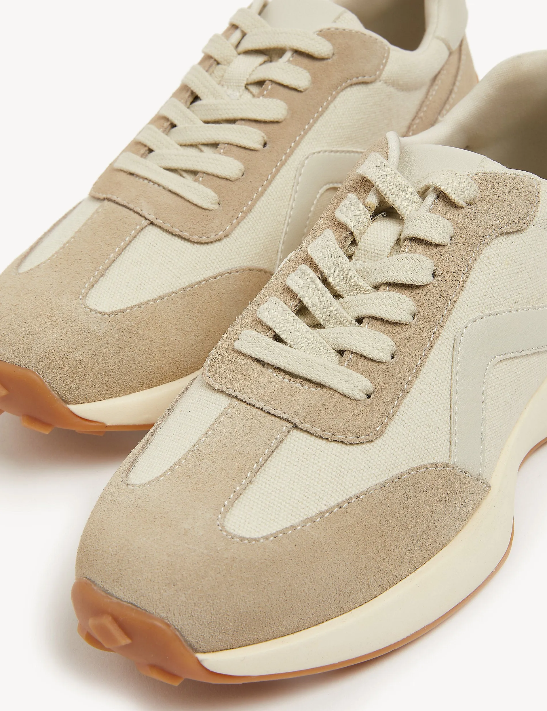 Marks & Spencer leather sneakers with lace-up sides, beige