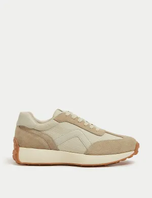 Marks & Spencer leather sneakers with lace-up sides, beige