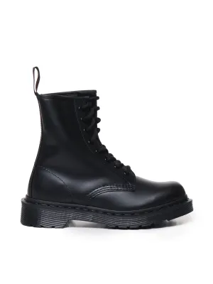 Mono Black Smooth Lace-Up Boots