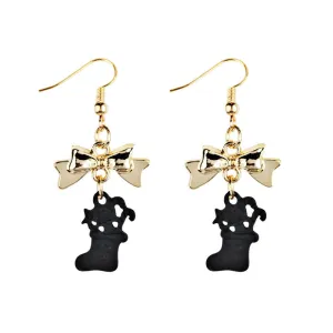 New Fashion Women Dangle Earring Bowknot Christmas Boots Earrings Eardrop BK