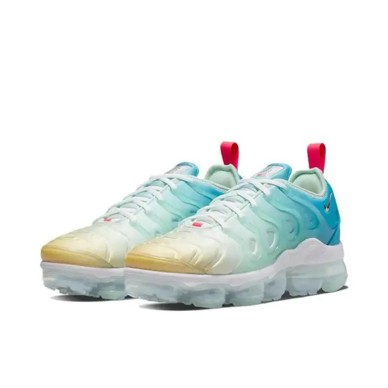 Nike Air VaporMax Plus Men's Women's Running Shoes Lace Anti Slip, Wear Resistant, Breathable Low Cut Running Shoes Pink Blue