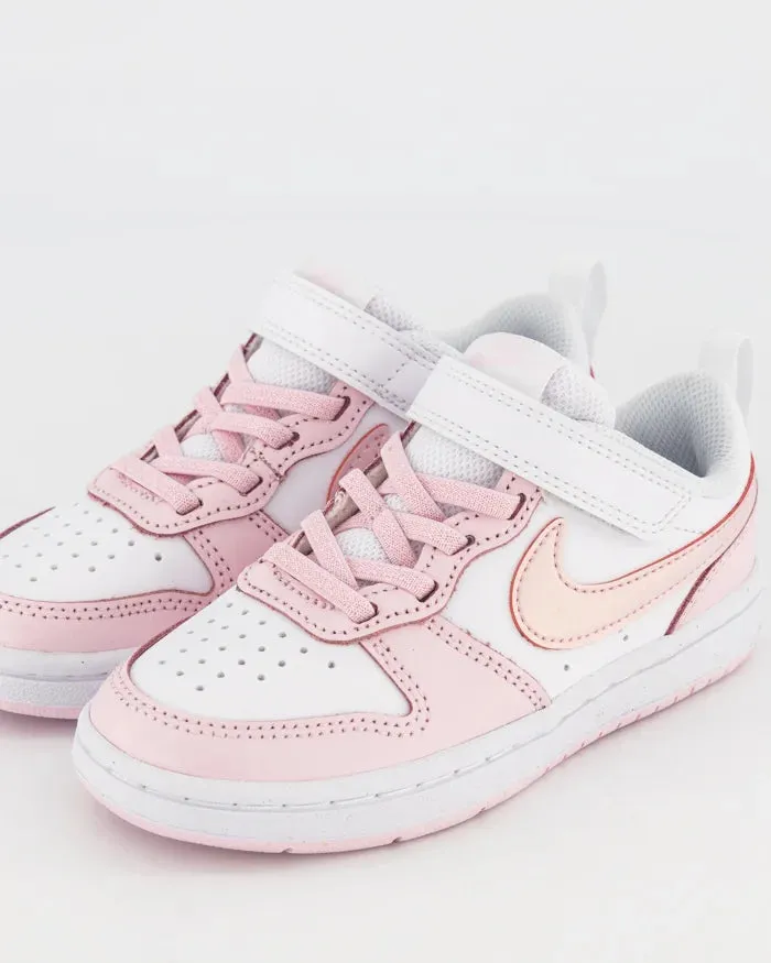 NIKE KIDS COURT BOROUGH LOW 2 SE1 - WHITE/PINK FOAM