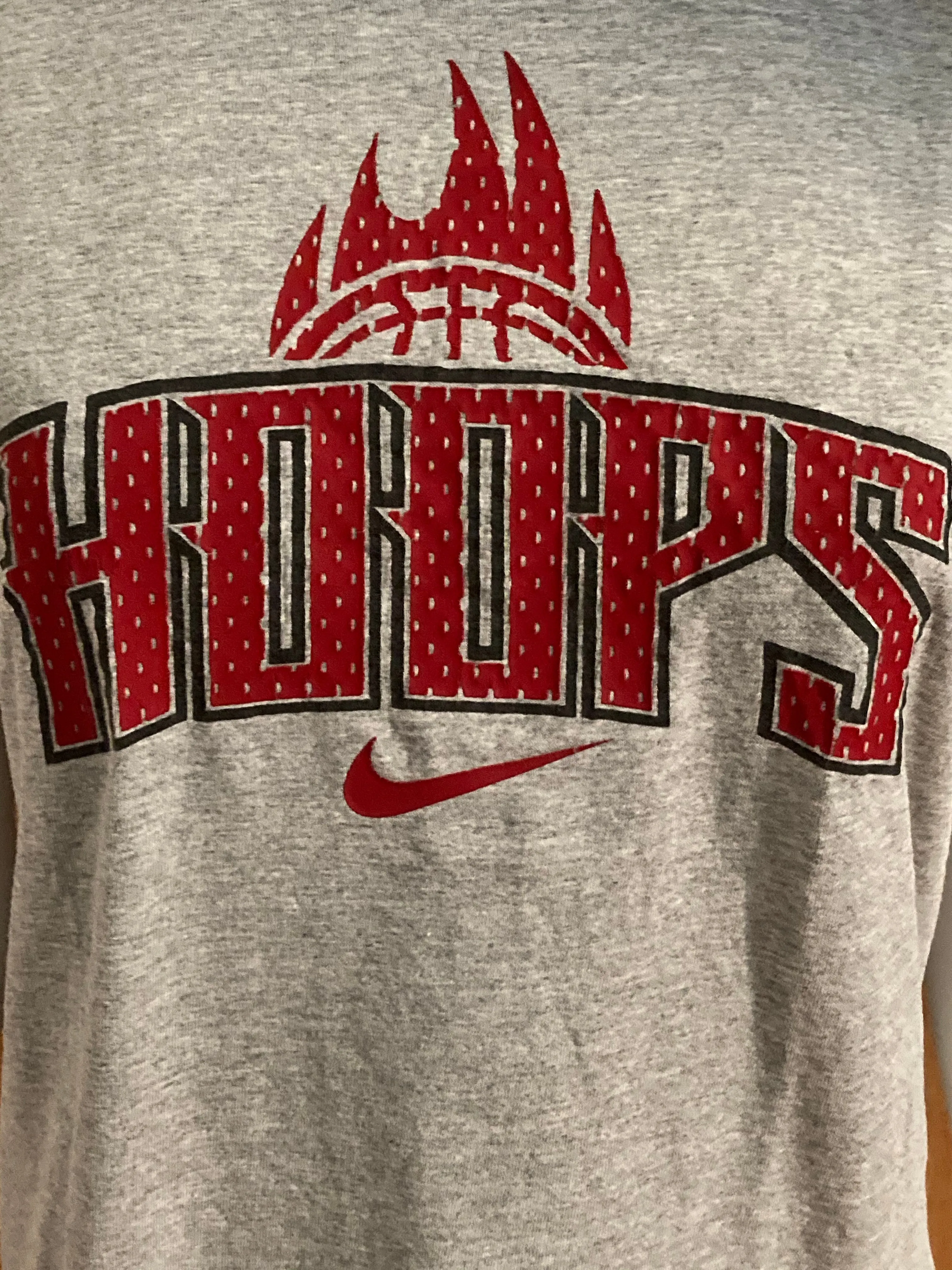 NIKE "HOOPS" Graphic Print Kids Youth Unisex L Large Lrg Gray T-Shirt Tee Shirt