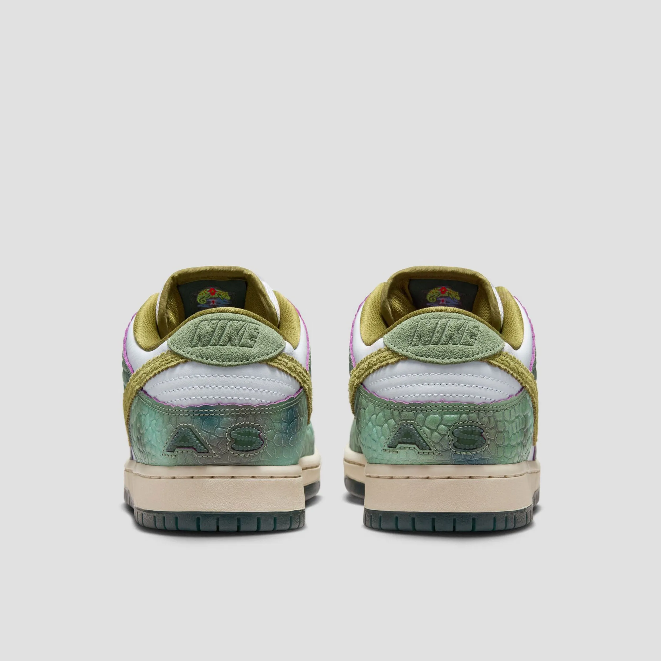 Nike SB Dunk Low Pro Alexis Skate Shoes Oil Green / Desert Moss / White