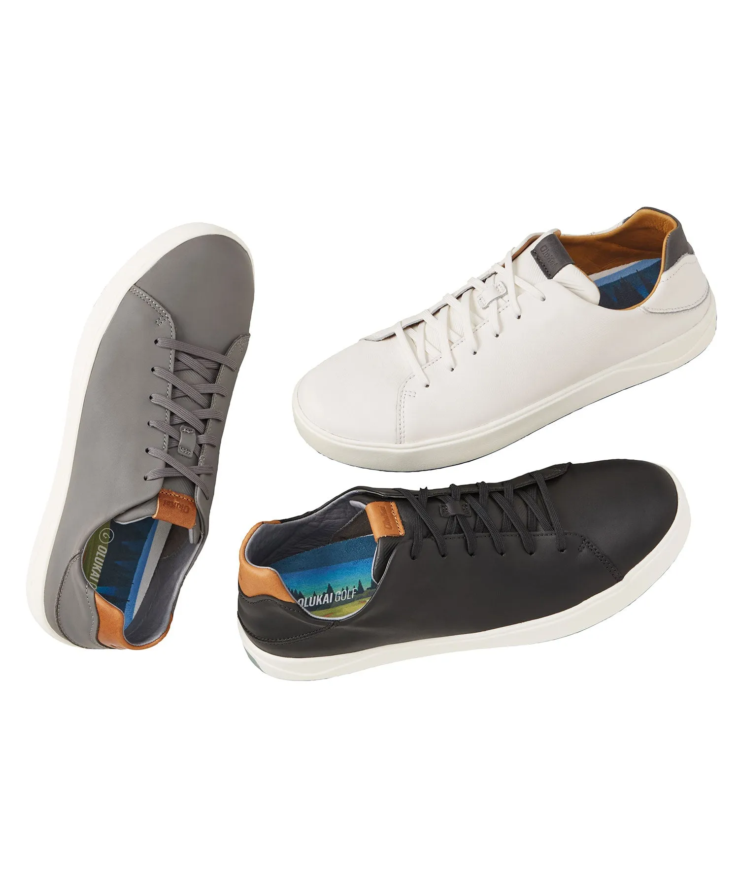 Olukai Wai Alae Leather Golf Lace Up Shoe