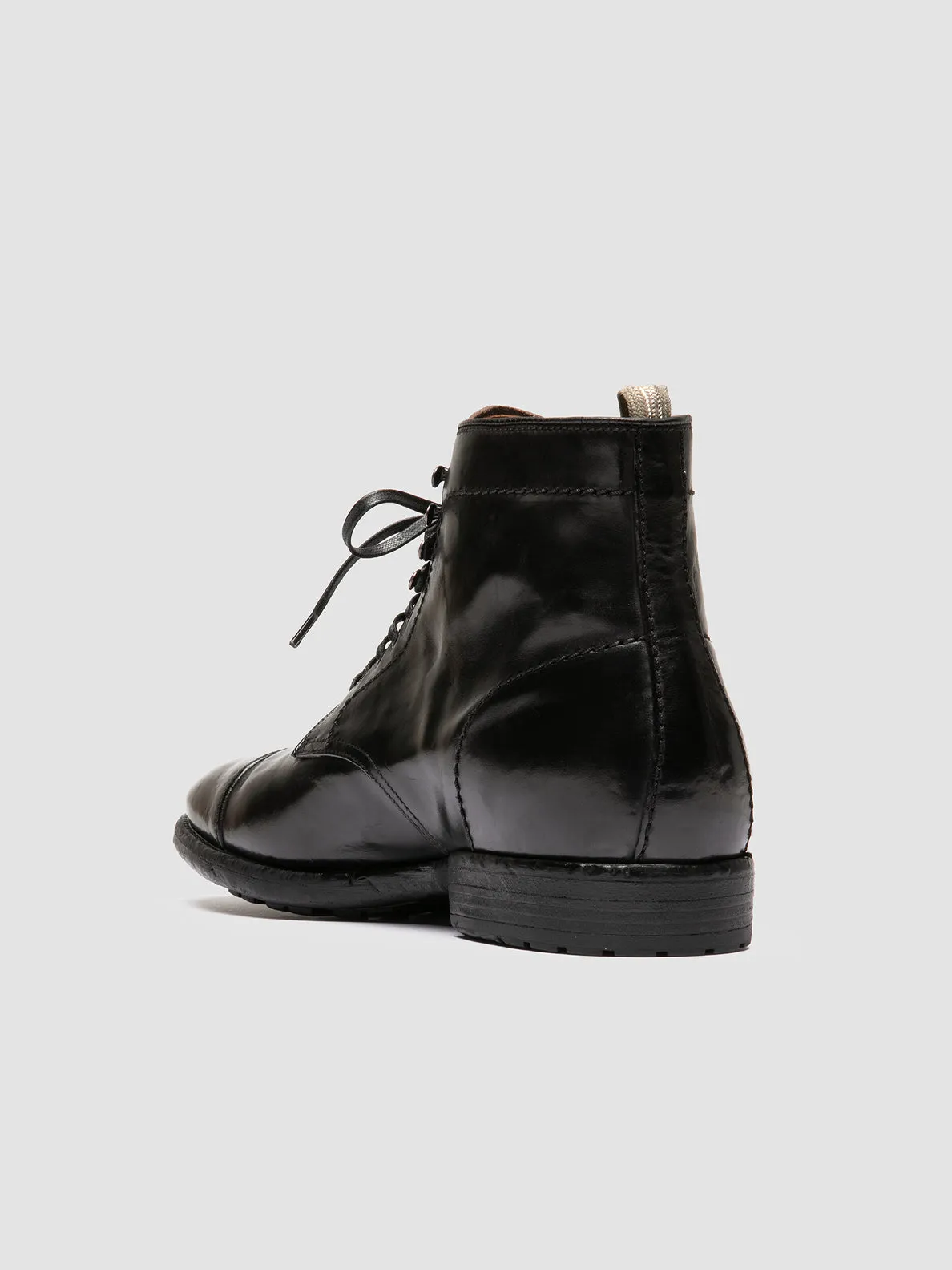 PRINCE 611 Nero - Black Leather Lace-up Boots