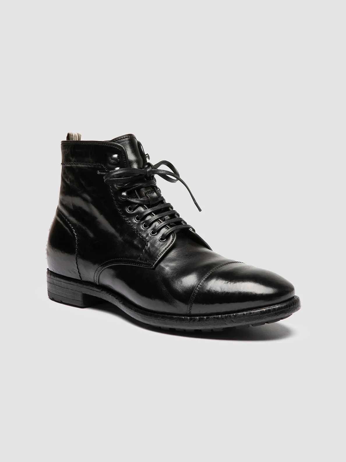 PRINCE 611 Nero - Black Leather Lace-up Boots