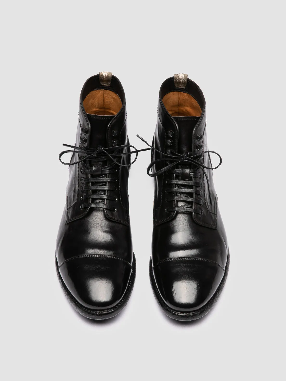 PRINCE 611 Nero - Black Leather Lace-up Boots