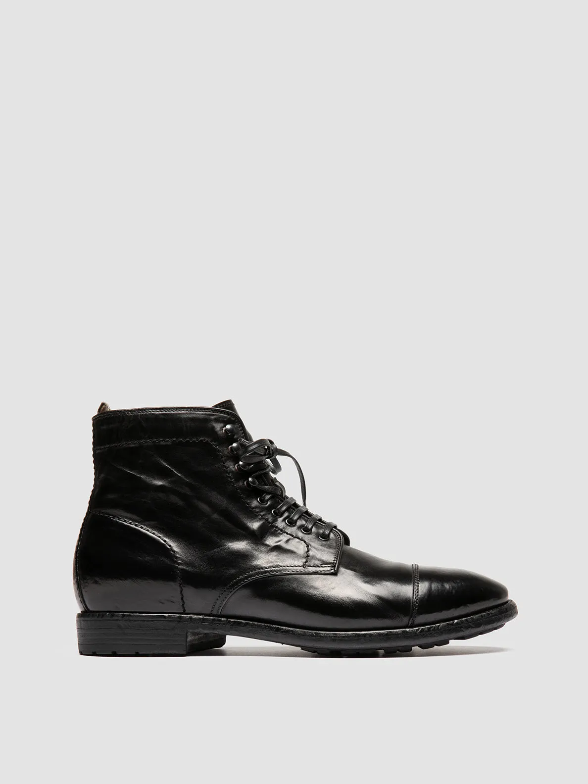 PRINCE 611 Nero - Black Leather Lace-up Boots