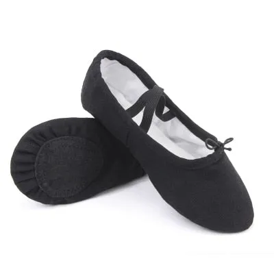 Professional Child Girls Kids Cotton Canvas Soft  Ballet Dance Practice Shoes