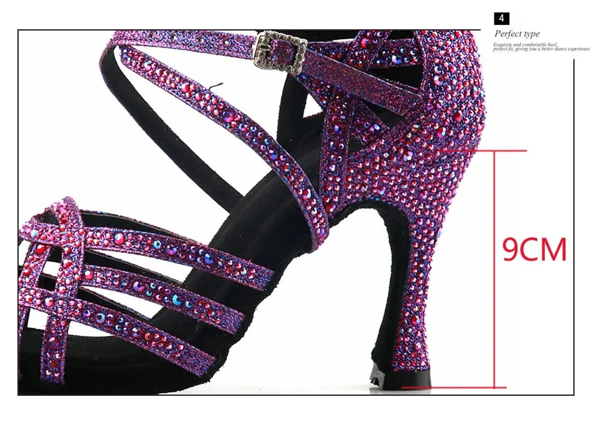 Purple Sequinned Latin Dance Shoes