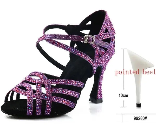 Purple Sequinned Latin Dance Shoes