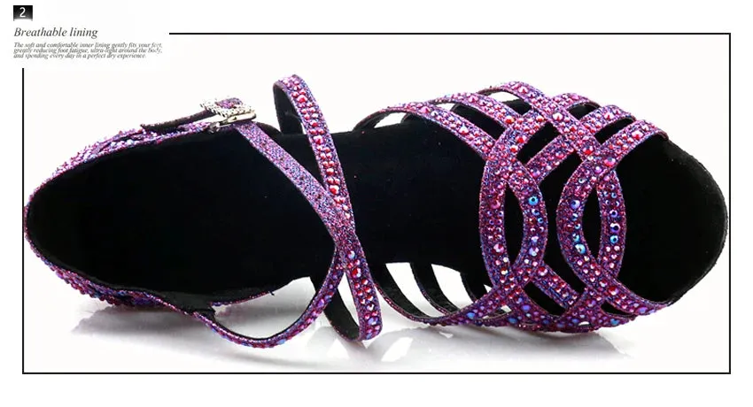 Purple Sequinned Latin Dance Shoes