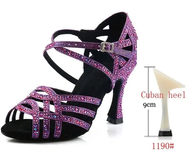 Purple Sequinned Latin Dance Shoes