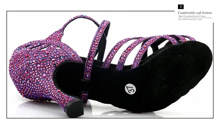 Purple Sequinned Latin Dance Shoes