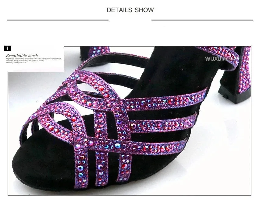 Purple Sequinned Latin Dance Shoes