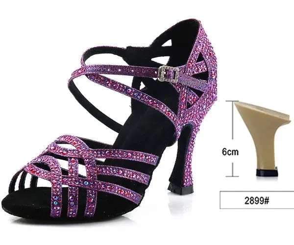 Purple Sequinned Latin Dance Shoes