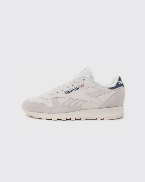 Reebok CL Leather Shoe - Chalk/Blue