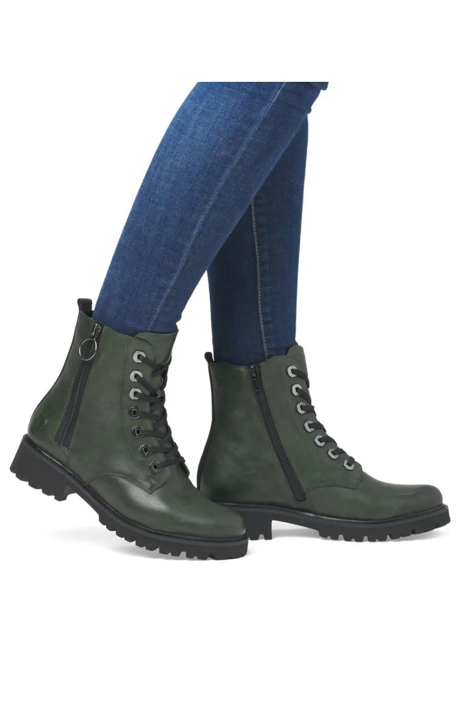 Remonte Lace Up Boots in Green