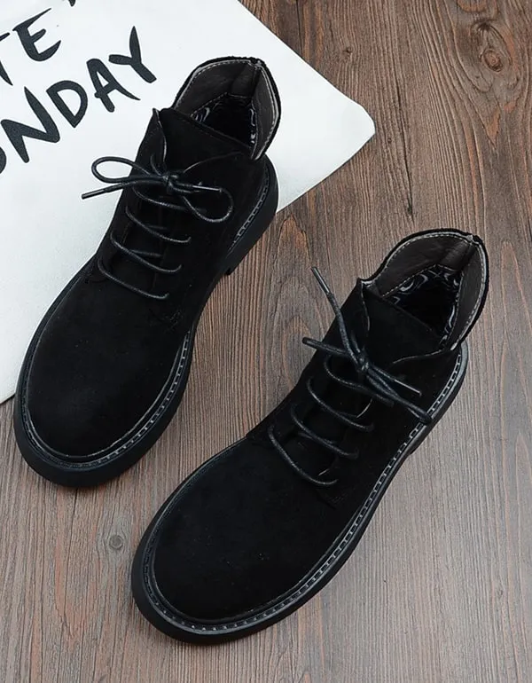 Retro Lace up Comfortable Suede Boots