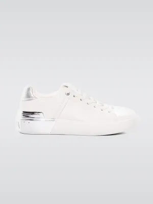 Sneaker B Court-calf & Metallized Leather - Gac Blanc-Argent