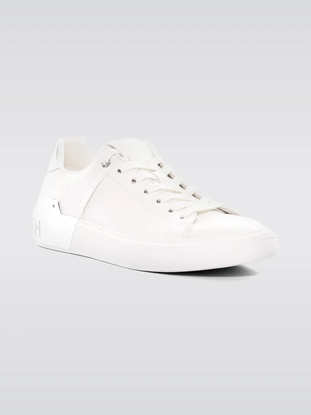 Sneaker B Court-calf & Metallized Leather - Gac Blanc-Argent