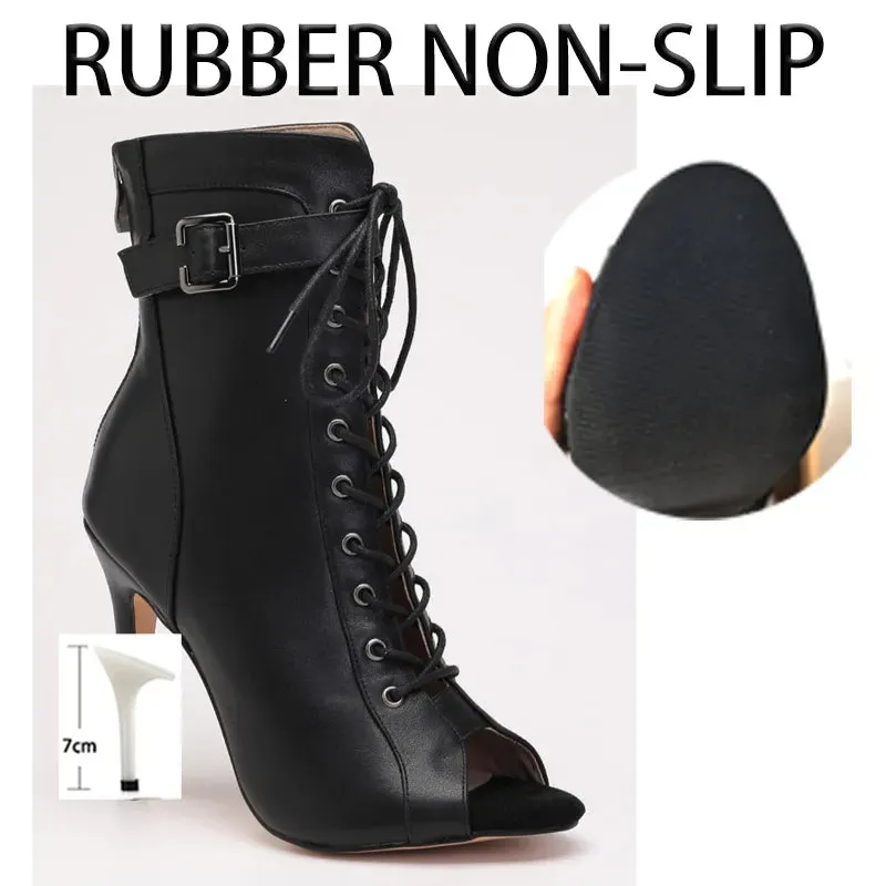 Sohiwoo  New Sexy Women Black High Heels Party Women's shoes For Latin Dancing Outdoor Stilettos Booties Plus Size