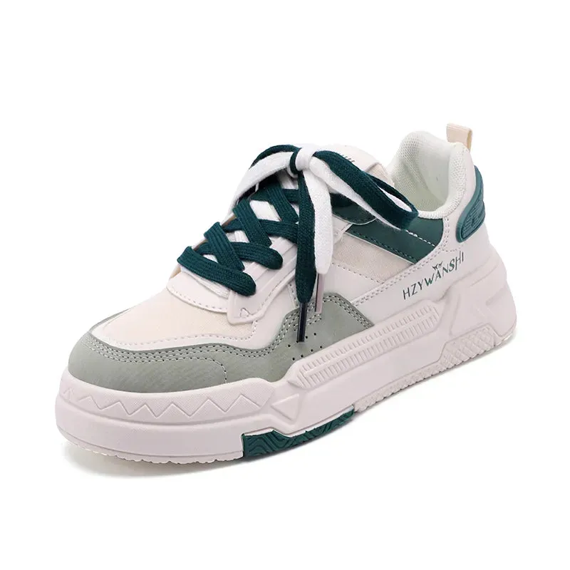 Sohiwoo Women Sports Shoes White PU Leather Sneakers for Women Fashion White Green Ladies Baskets Best Sneakersy Brand Wedge Sneaker