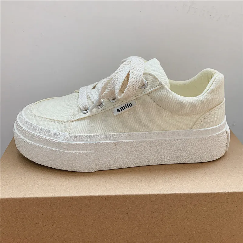 Spring White Female Breathable Preppy Style Canvas Shoes