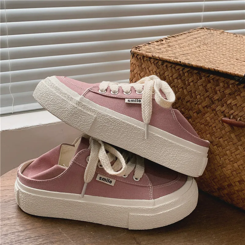 Spring White Female Breathable Preppy Style Canvas Shoes