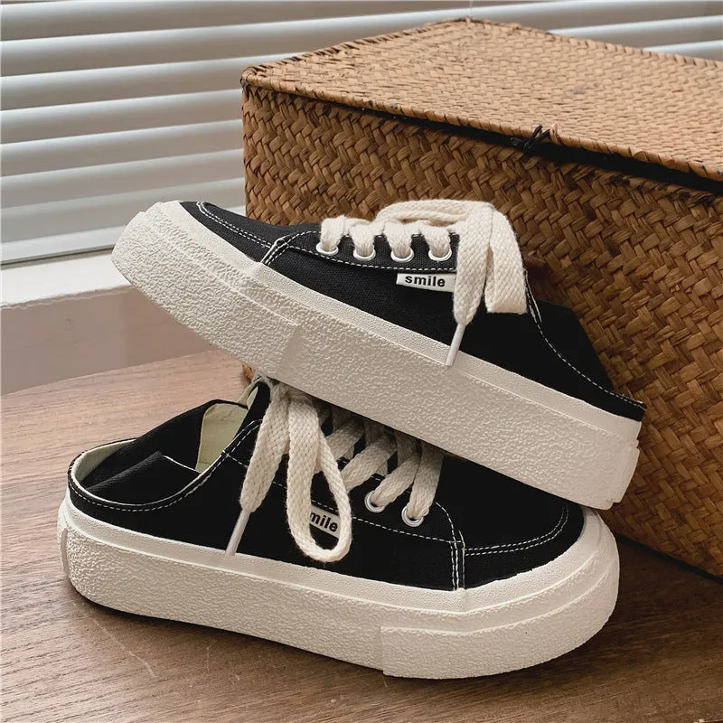 Spring White Female Breathable Preppy Style Canvas Shoes