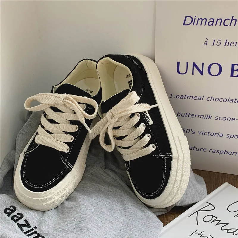 Spring White Female Breathable Preppy Style Canvas Shoes