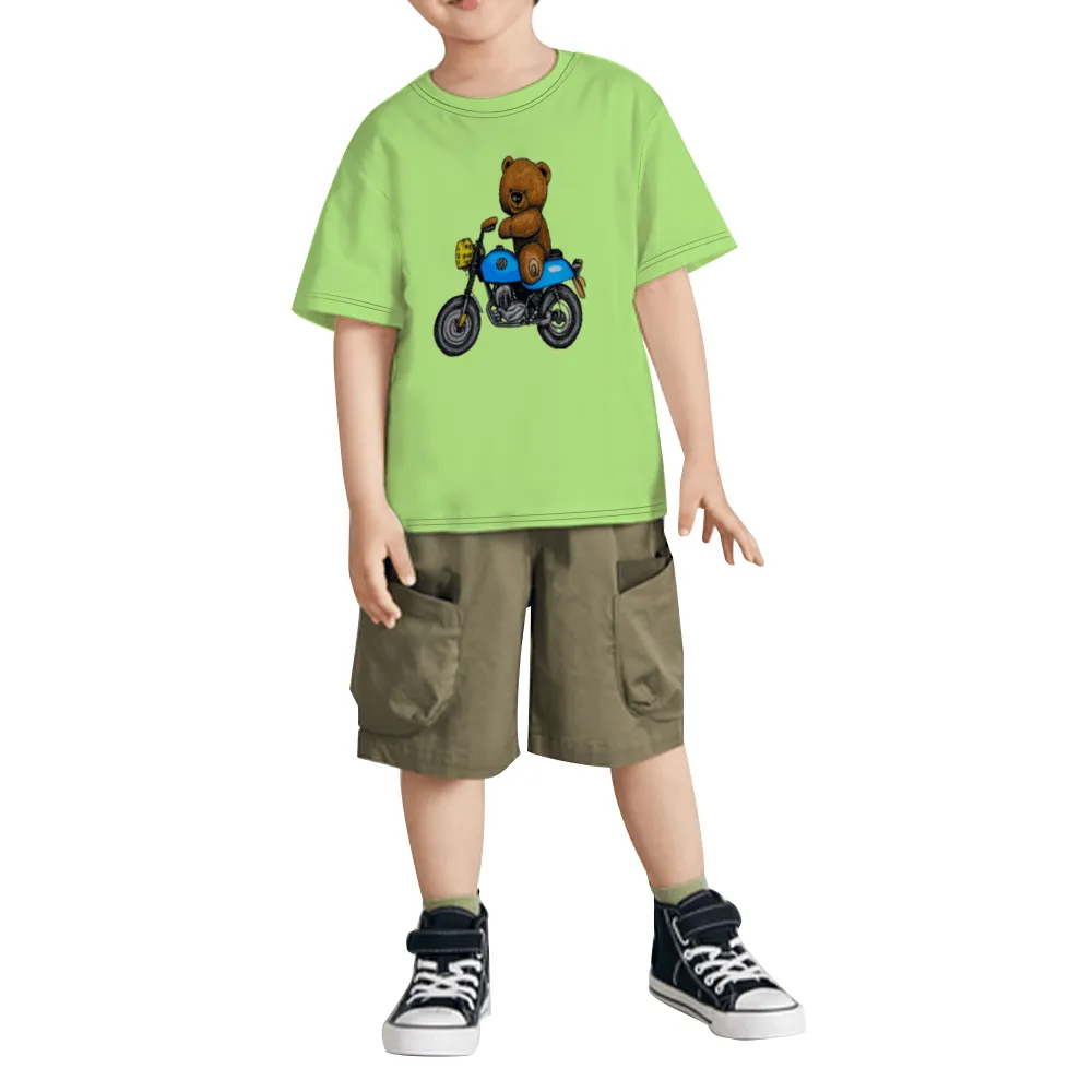 Teddy Ride Fleece Milk Silk Fabric Boy's T-Shirt