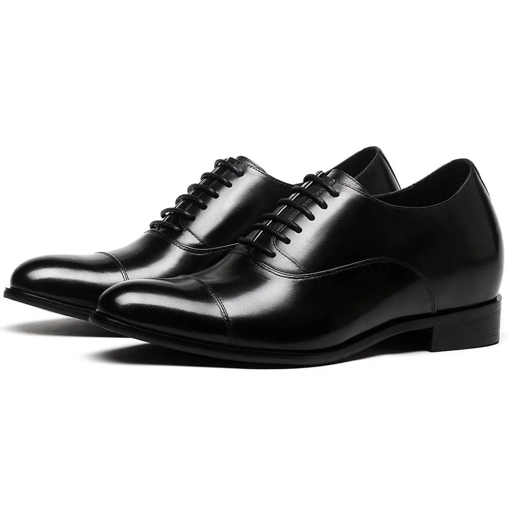 This item only ships to Europe - 7 CM / 2.76 Inches CMR CHAMARIPA Elegant Oxfords Elevator Dress Shoes Cow Leather Wedding Shoes