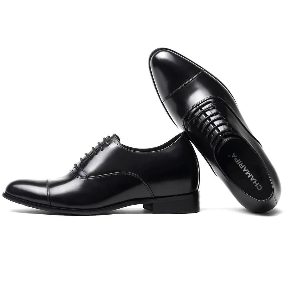 This item only ships to Europe - 7 CM / 2.76 Inches CMR CHAMARIPA Elegant Oxfords Elevator Dress Shoes Cow Leather Wedding Shoes