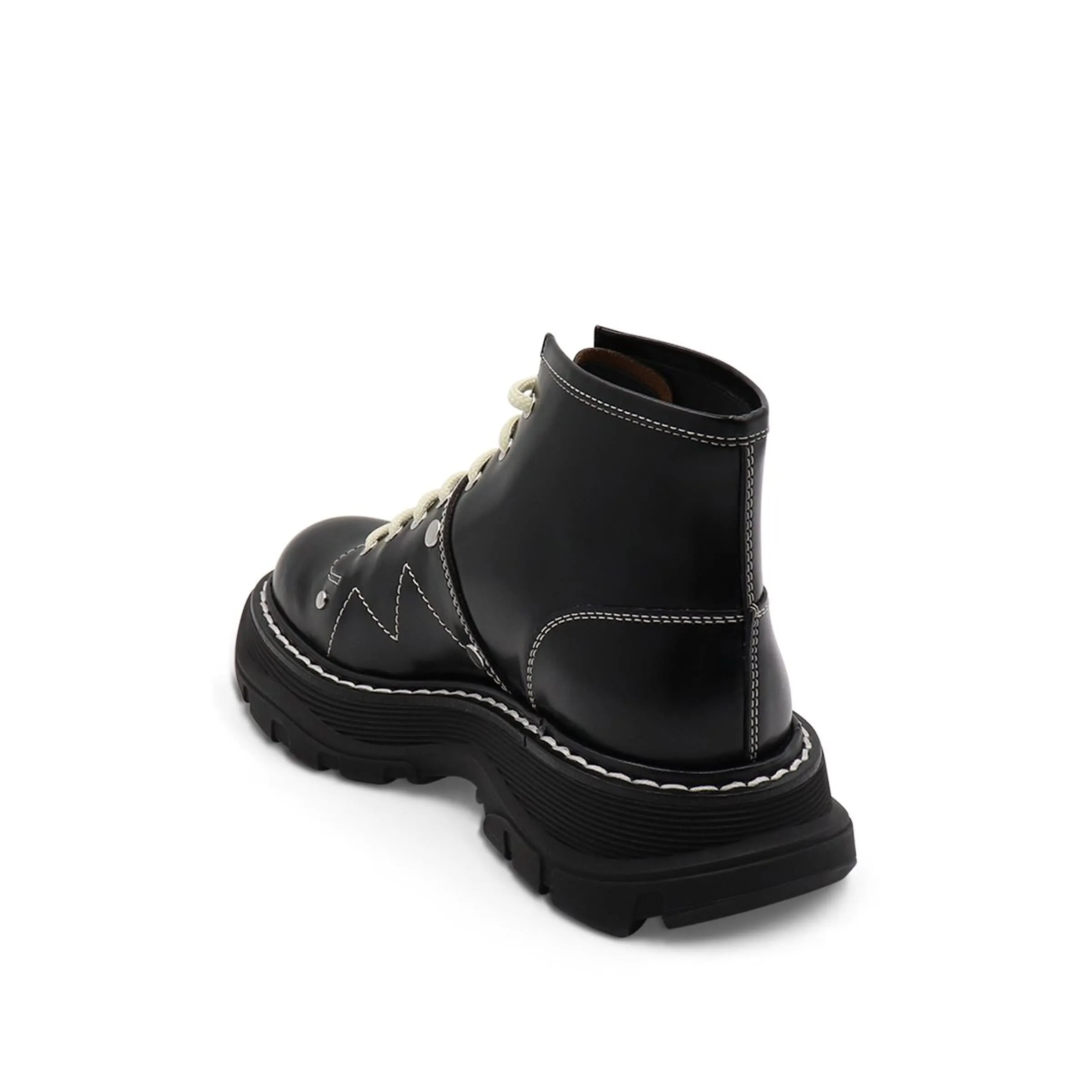 Tread Lace Up Boots in Black/Silver