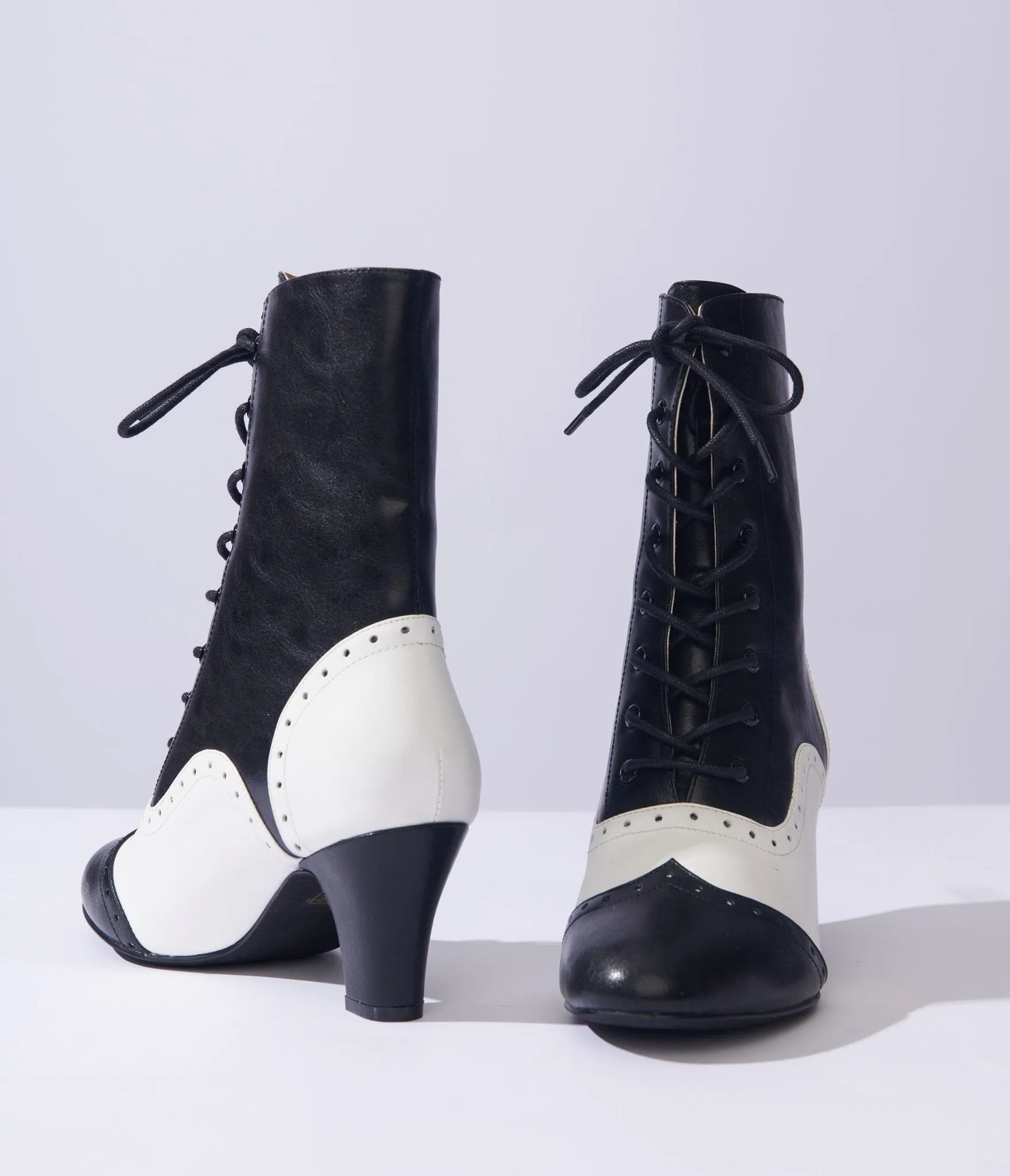 Unique Vintage Black & White Victorian Boots