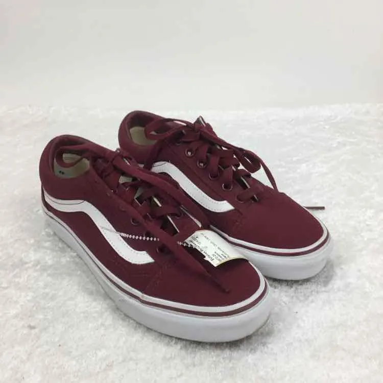 Vans Women Size 6.5 Plum/white Cloth Lace Up Sneakers