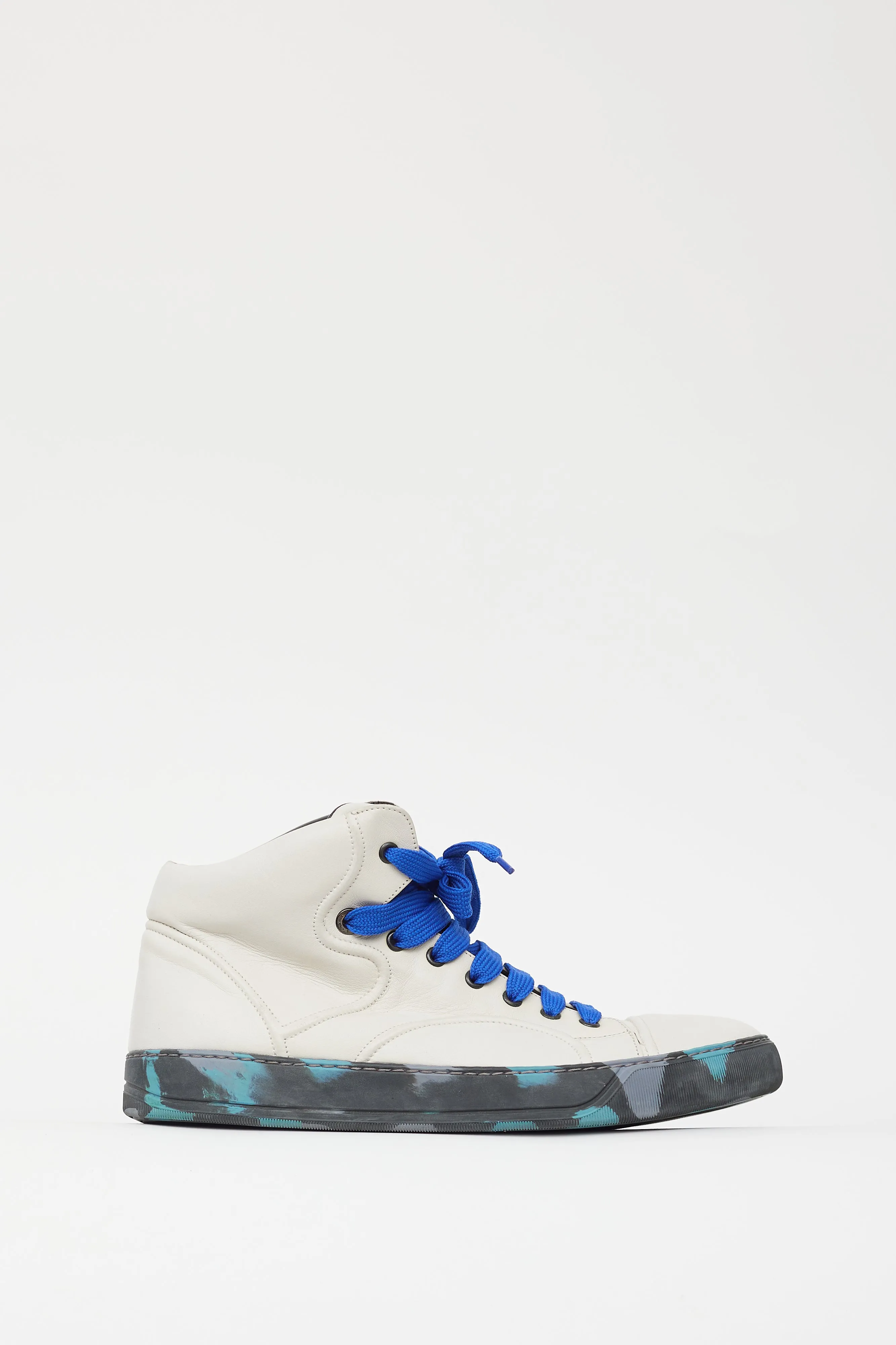 White Leather Camo High Top Sneaker