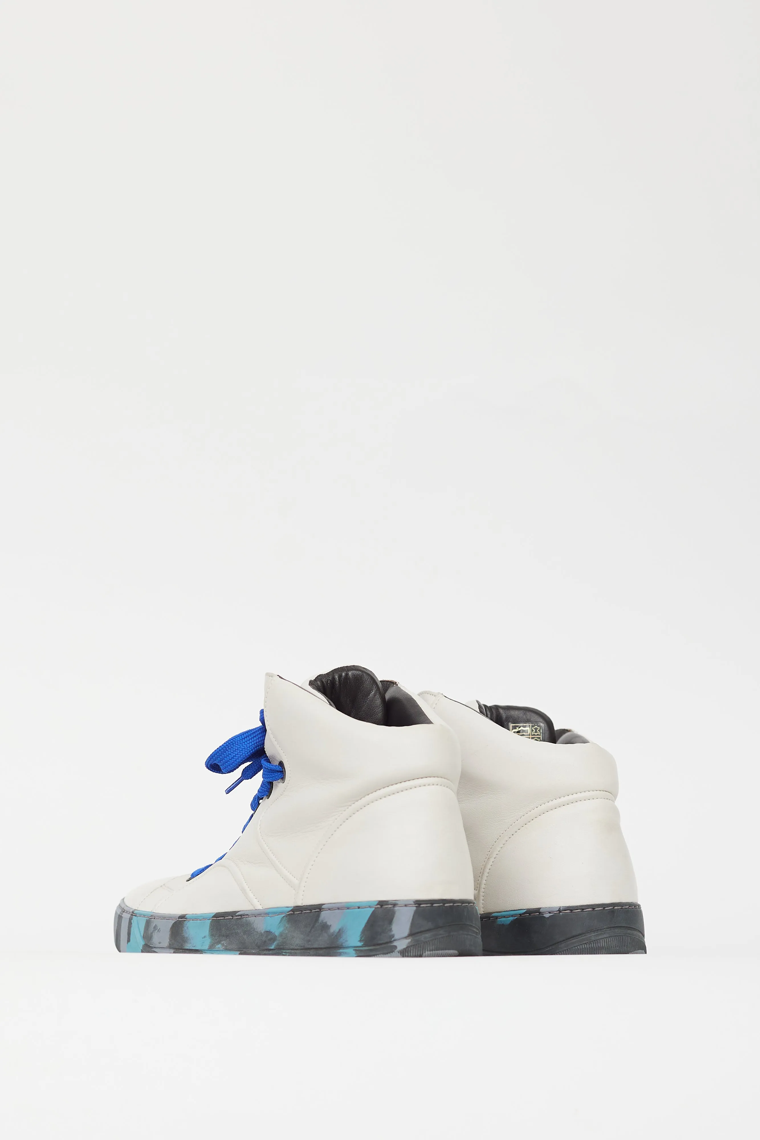 White Leather Camo High Top Sneaker